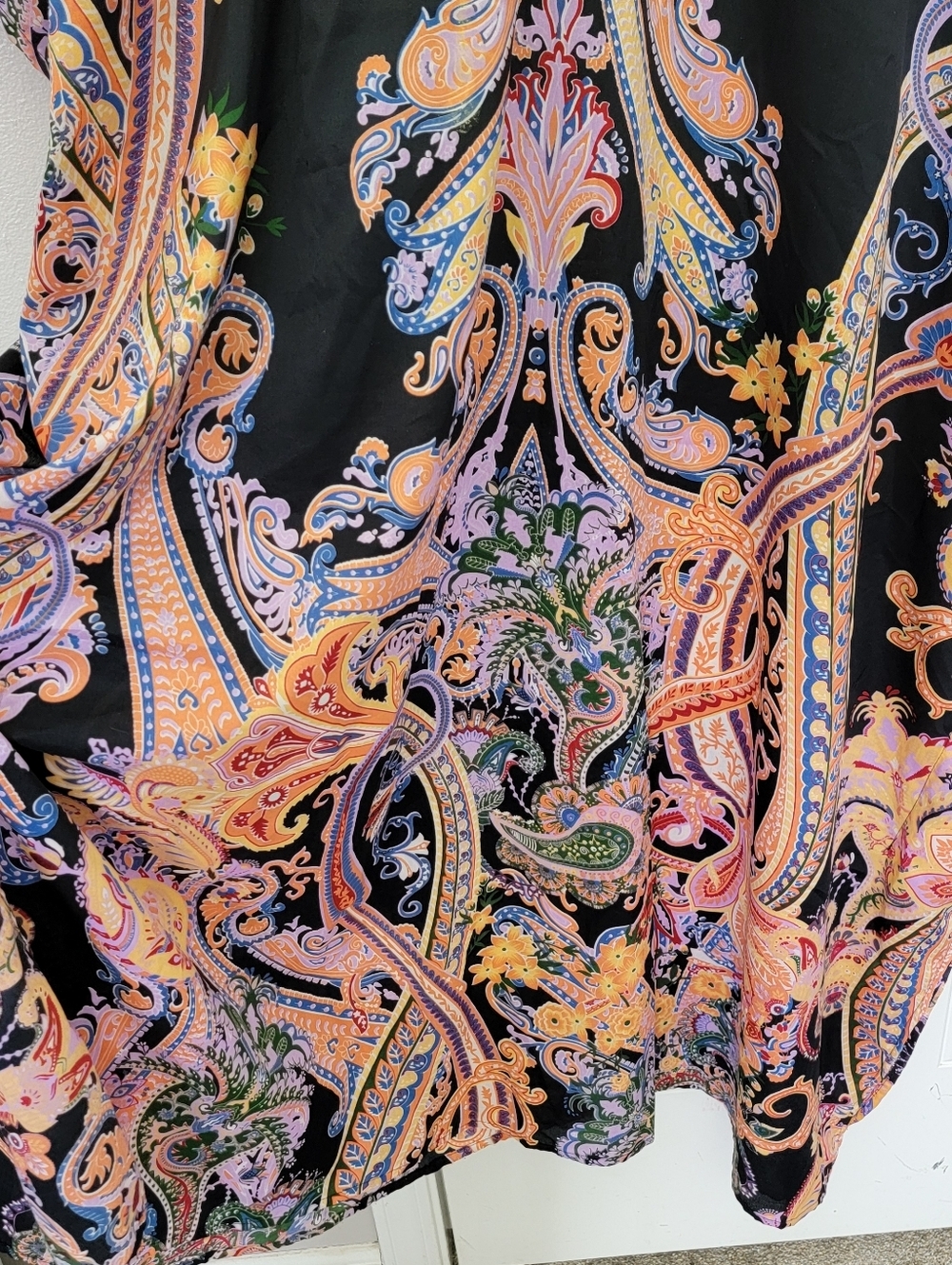 Gypsie Blu Black Pink Paisley Kaftan Mumu Kimono Boho Flowy One Size - Picture 5 of 10